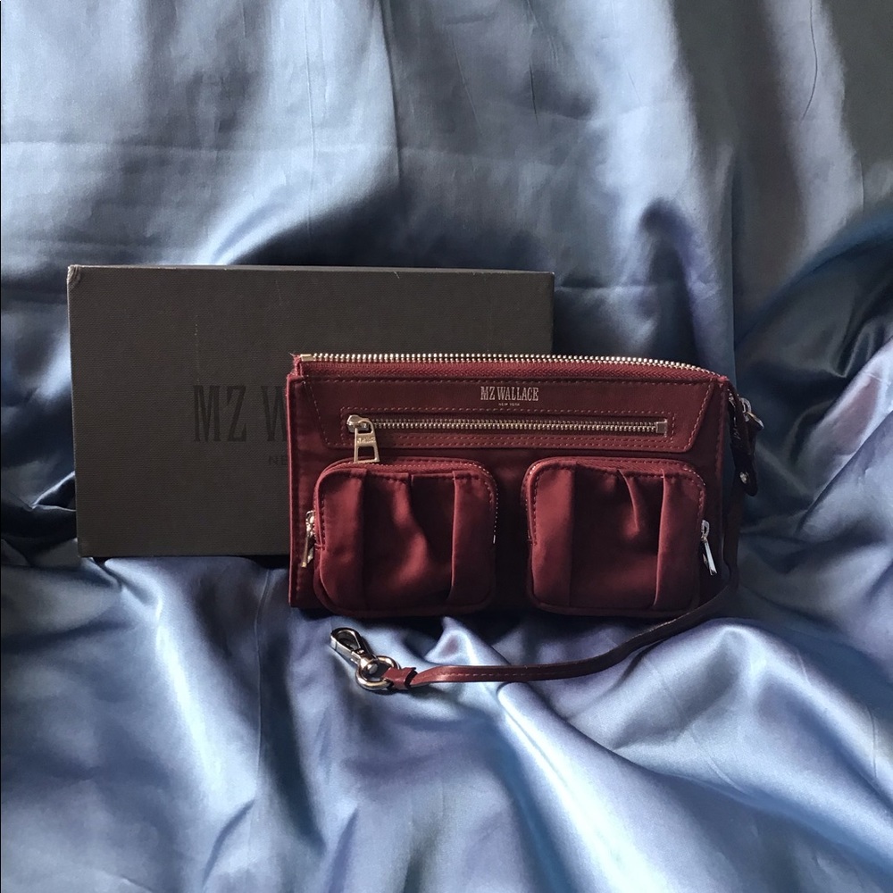 MZ Wallace GUC Maroon Abbey Wristlet